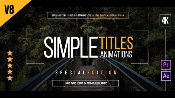 AE模板-45种现代商务简洁文字标题动画 Gold Simple Titles V8-精品资源站