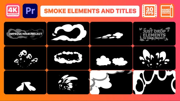PR模板-15个二维卡通烟雾MG动画 Smoke Pack And Titles-精品资源站