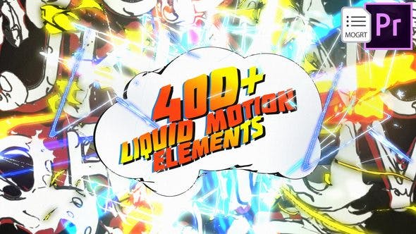 PR模板-400个复古卡通液体MG动画元素预设包 3D Liquid Motion FX Packages-精品资源站