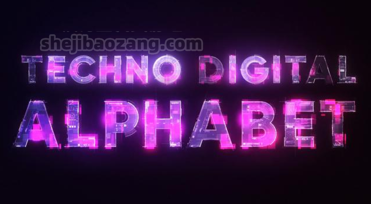 AE模板-赛博朋克风格科技全息现代字母数字动画工具包 Techno Digital Animated Alphabet