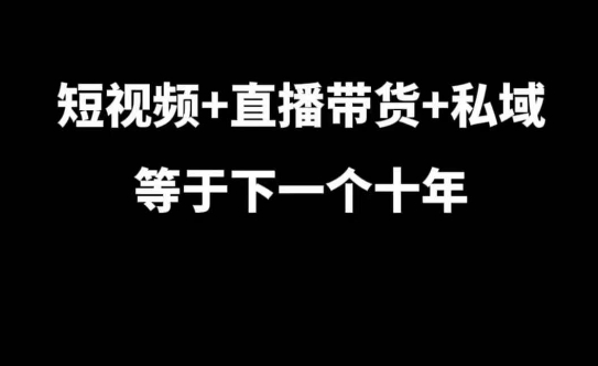 短视频+直播带货+私域等于下一个十年，大佬7年实战经验总结-精品资源站