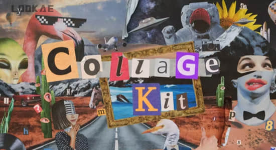 AE脚本-470个创意复古眼睛嘴巴头发手势动物汽车物品贴纸动画Collage Kit Constructor V3-精品资源站