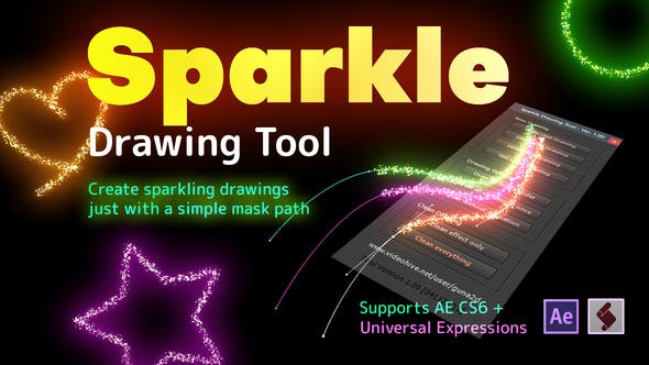 AE脚本-自定义MASK路径闪光生成器 Sparkle Drawing Tool-精品资源站