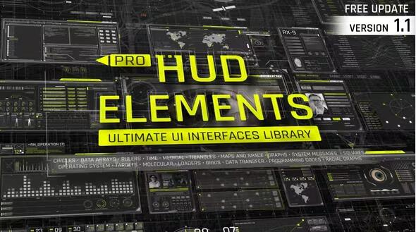 AE模板 未来科技感专业屏幕界面图形元素HUD动画包 Pro HUD Elements Pack