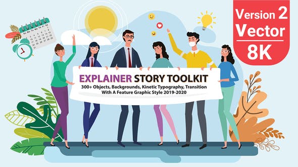 AE模板-卡通人物角色讲述介绍场景MG动画工具包 Story Maker Explainer Toolkit V2-精品资源站