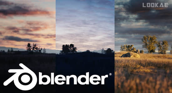 逼真天空着色器节点资产Blender预设 Sky Shaders-精品资源站