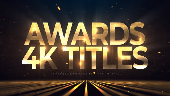 AE模板-金色粒子文字大标题颁奖典礼开场片头 Awards 4K Titles Lines-精品资源站