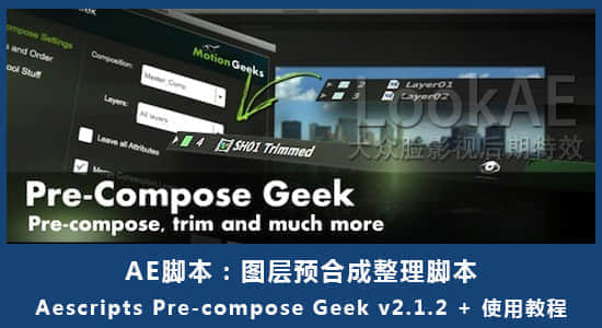 AE脚本：图层预合成整理脚本 Aescripts Pre-compose Geek v2.1.2+使用教程-精品资源站