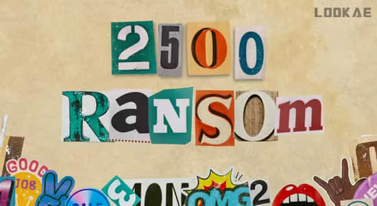 AE脚本-2500个复古英文字母符号贴纸撕裂元素拼贴组合动画预设 Ransom Letters-精品资源站