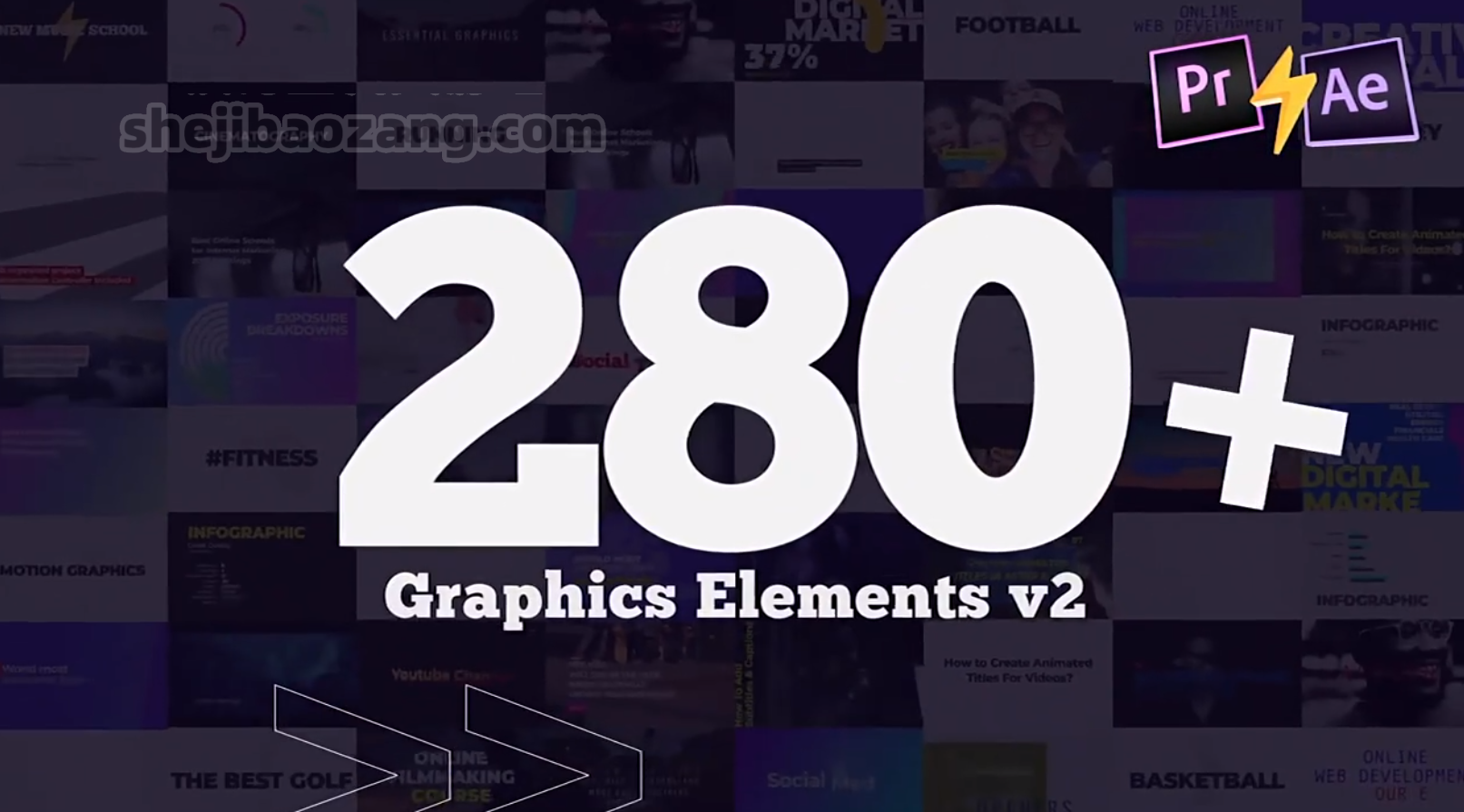 AE/PR模板-280组高级现代文字标题片头排版设计动画 Titles Graphics Pack