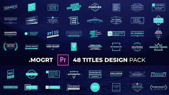 PR预设-48个现代设计文字标题排版动画 Titles Design Pack MOGRT-精品资源站