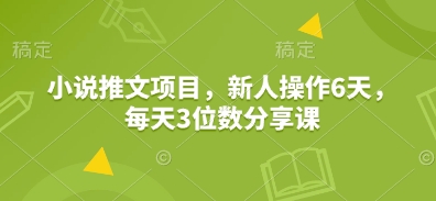 小说推文项目，新人操作6天，每天3位数分享课-精品资源站