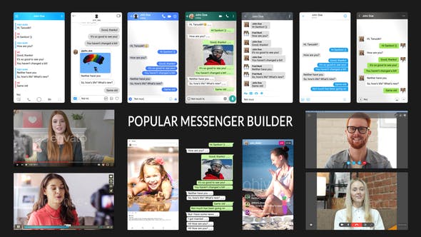 AE模板-QQ微信手机短信社交APP聊天气泡弹窗对话框动画 Popular Messenger Builder v3.0-精品资源站