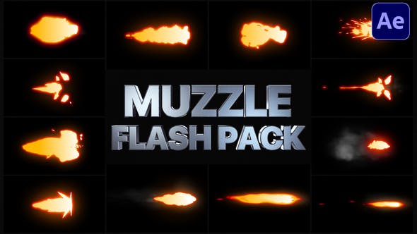 AE模板-枪口火焰闪光射击火花特效 Muzzle Flash Pack-精品资源站