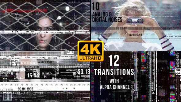 4K视频素材-23个高质量信号干扰画面像素损坏特效动画转场4K视频素材 – 有音效 有透明通道-精品资源站