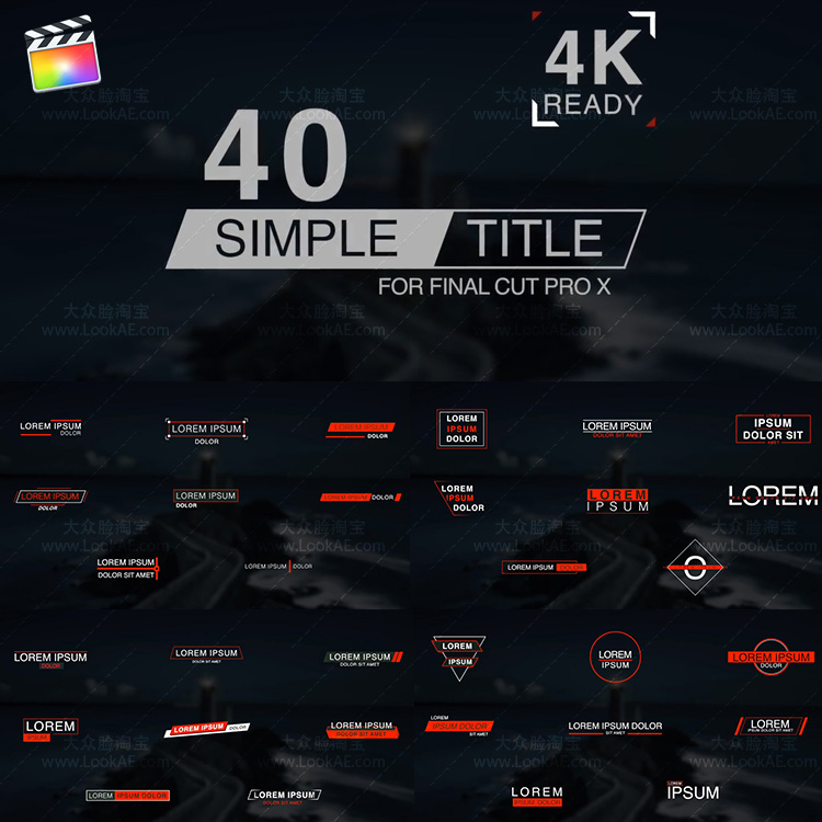 FCPX插件:40个简洁文字标题设计动画 Simple Titles-LookAE.com FCPX插件:40个简洁文字标题设计动画 Simple Titles