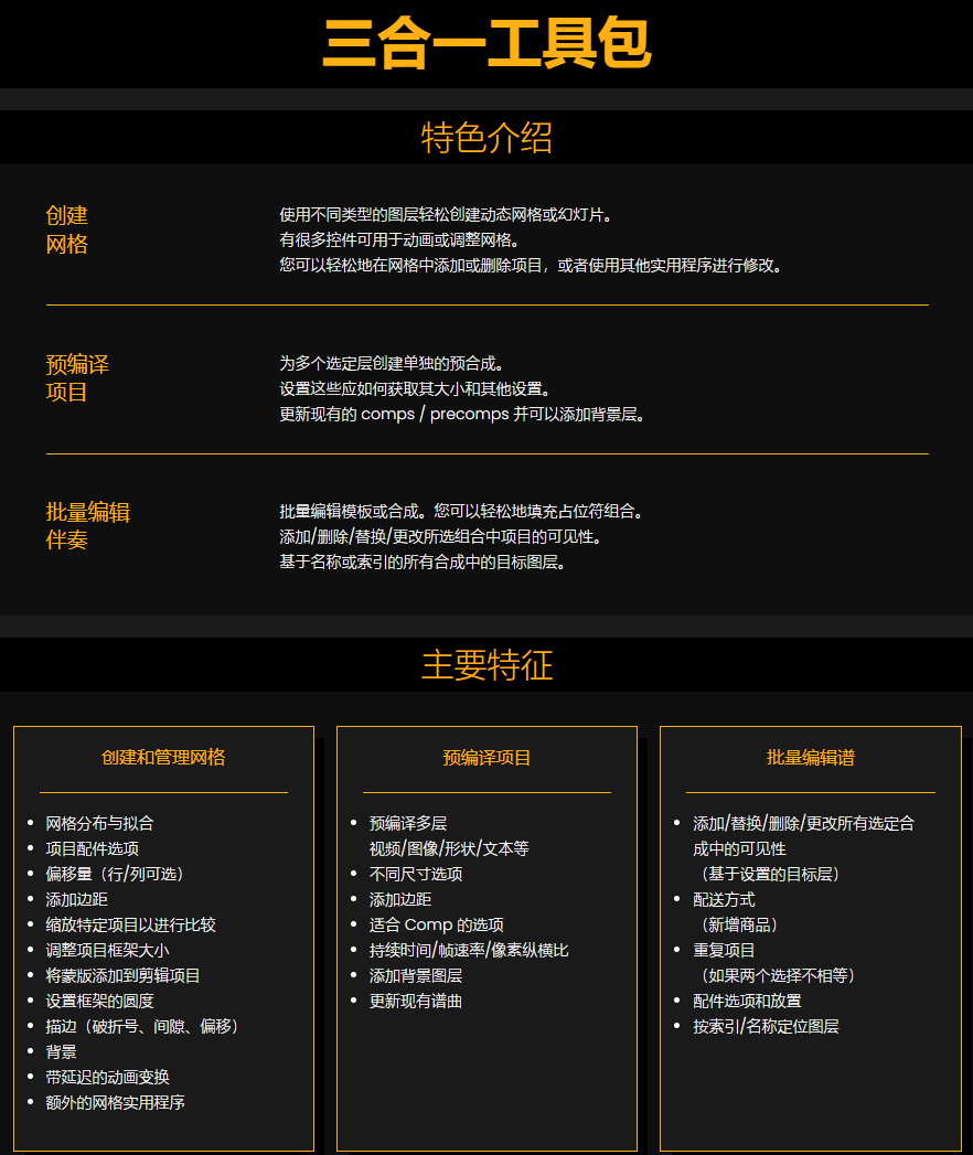 AE脚本-创建动态网格幻灯片视频墙展示动画 Slides & Grids V1.2.4+使用教程