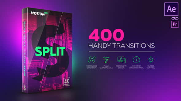 AE脚本+模板：400个图像切割转场 Split Handy Transitions-精品资源站