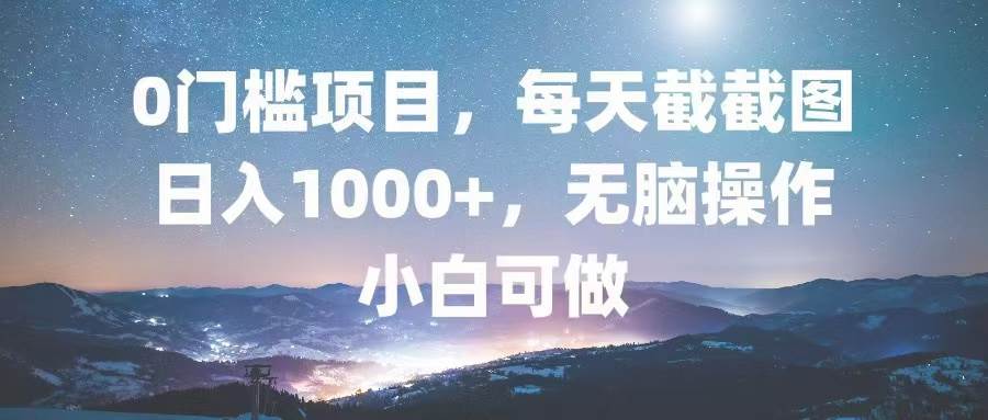 （13160期）0门槛项目，每天截截图，日入1000+，轻松无脑，小白可做-精品资源站