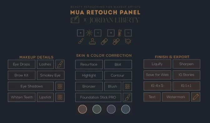 高级商业人像美妆磨皮修图PS插件MUA Retouch Panel