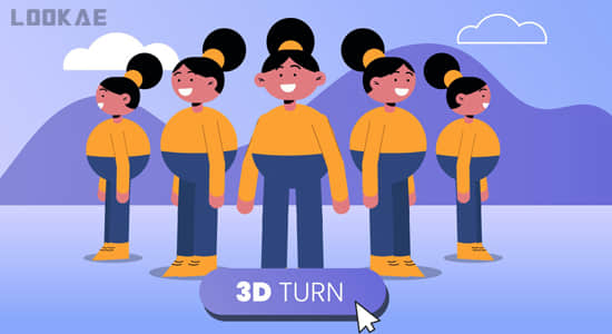 二转三卡通人物角色旋转MG动画制作AE教程 Character Animation Simulating 3D Turns with AE-精品资源站