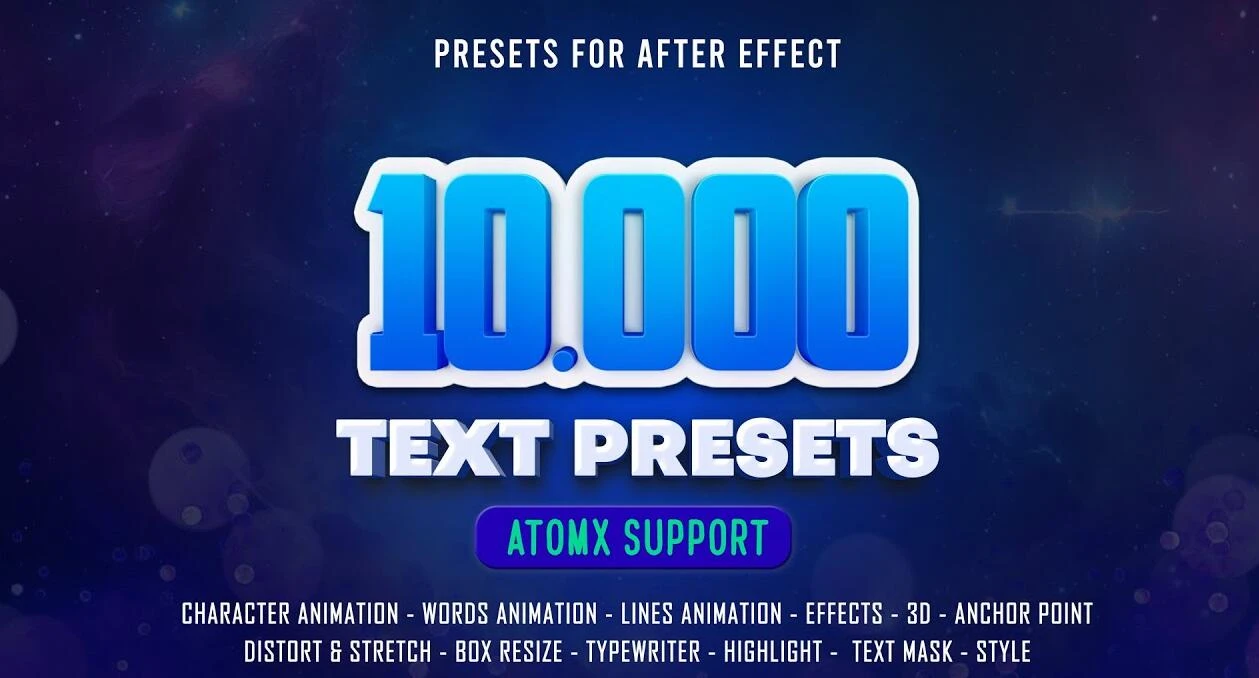 AE脚本 10000组文字缓入缓出MG动画标题抖音视频字幕特效预设 Text Presets