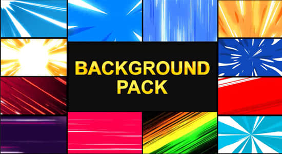 FCPX插件+AE模板-+PR模板-12种酷炫动漫卡通速度线背景动画 Speedlines Backgrounds-精品资源站