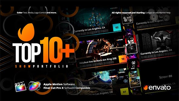 FCPX插件+Motion模板：前十名排行榜图文展示滚动介绍片头 Top 10 Opener-精品资源站