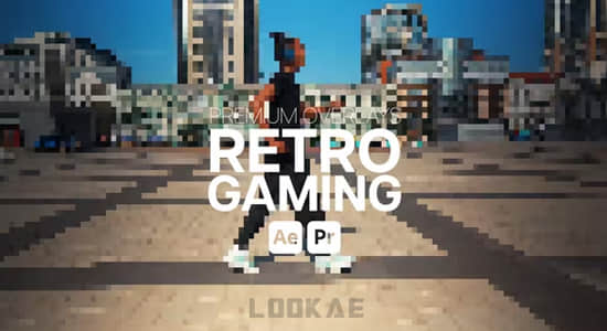 复古游戏8bit像素化高级叠加特效AE/PR模板 Premium Overlays Retro Gaming-精品资源站