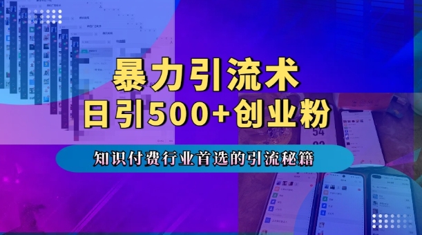 暴力引流术，专业知识付费行业首选的引流秘籍，一天暴流500+创业粉，五个手机流量接不完!-精品资源站