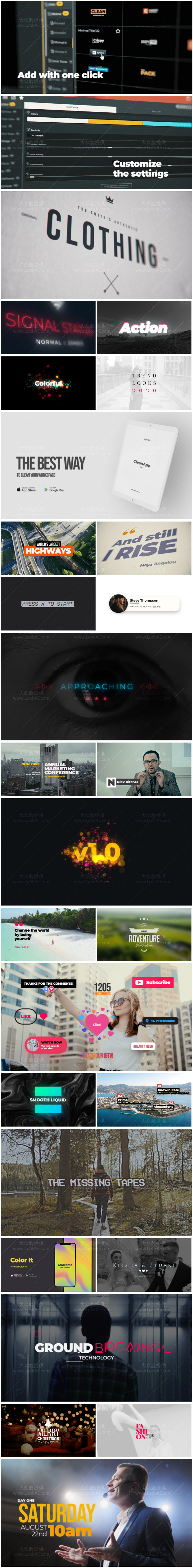 AE脚本-1000种创意时尚现代文字标题排版动画预设 CrispyType Win/Mac