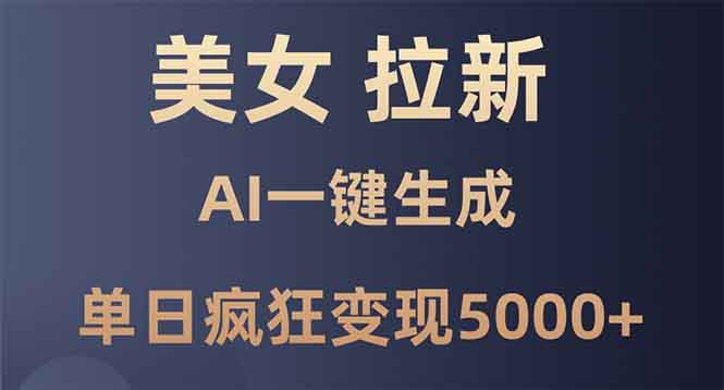 美女暴力拉新，通过AI一键生成，单日疯狂变现5000+，纯小白一学就会！-精品资源站
