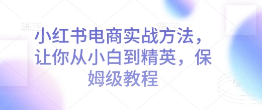 小红书电商实战方法，让你从小白到精英，保姆级教程-精品资源站