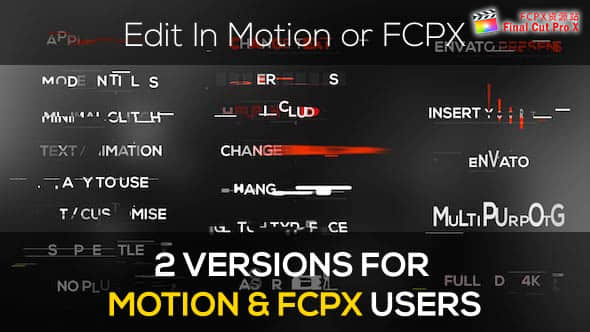 FCPX插件：20个信号干扰破损文字标题动画 Minimal Modern Glitch Titles-精品资源站