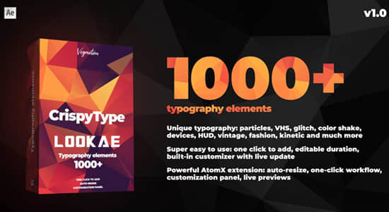 AE脚本-1000种创意时尚现代文字标题排版动画预设 CrispyType Win/Mac-精品资源站