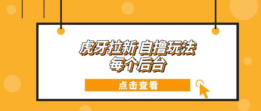 （13631期）虎牙拉新自撸玩法 每个后台每天100+-精品资源站