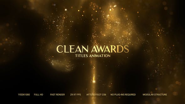 AE模板-大气唯美金色粒子背景文字标题展示颁奖开场片头 Golden Particles Award Titles-精品资源站