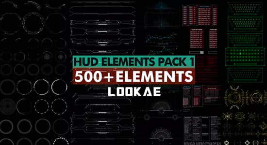AE脚本-500个科技感HUD元素屏幕界面图形动画 HUD Elements Pack 1-精品资源站