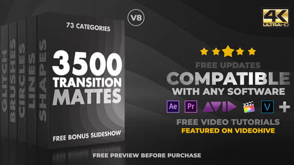4K视频素材：3500个多类型遮罩蒙板转场过渡动画Ultimate Transition Mattes Pack v8（含AE模板工程）-精品资源站