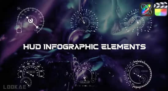 FCPX插件-94个科技感信息数据图表元素动画 HUD Infographic Elements-精品资源站