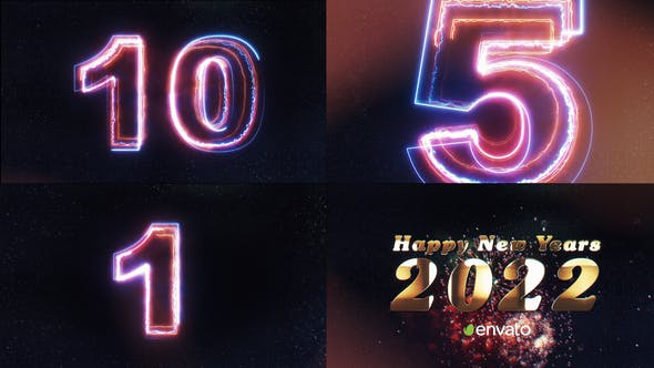 AE模板-10秒新年倒计时2022新年快乐开场片头 New Year Countdown-精品资源站