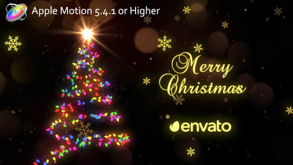 Apple Motion模板：粒子光束圣诞树节日片头 Christmas Lights-精品资源站