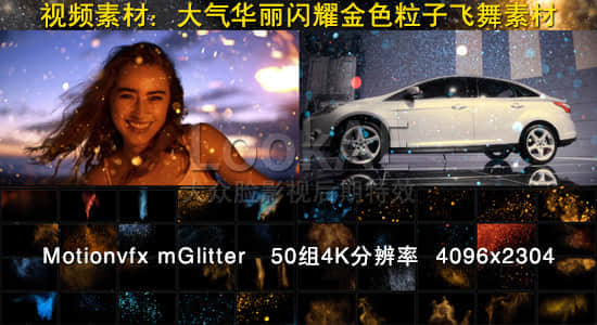 视频素材：50组4K大气华丽闪耀金色粒子飞舞素材 mGlitter-精品资源站
