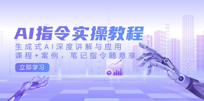 AI指令实操教程，生成式AI深度讲解与应用，课程+案例，笔记指令随意享-精品资源站