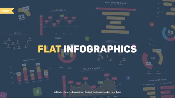 AE模板-扁平化公司企业商务信息数据图表展示MG动画包 Flat Design Infographics-精品资源站