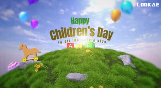AE模板-可爱卡通儿童节快乐展示片头 Happy Children’s Day-精品资源站