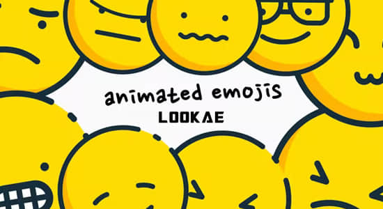 AE模板-49个手绘社交媒体Emoji表情动画 Animated Emojis Pack-精品资源站