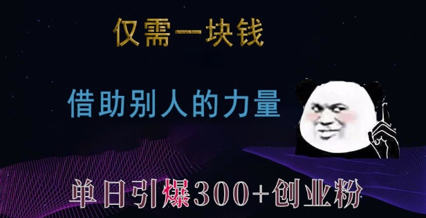 仅需一块钱，借助别人的力量，单日引爆300+创业粉、兼职粉【揭秘】-精品资源站