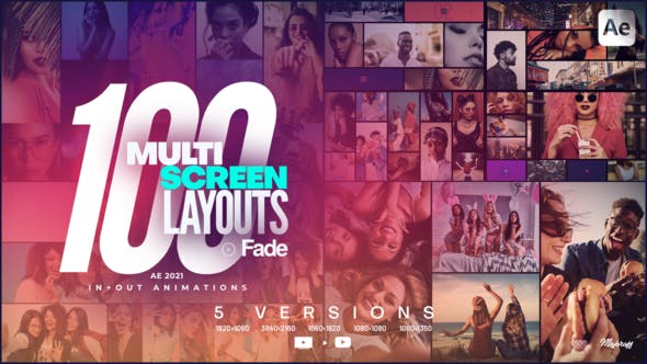 AE模板-100种视频分屏动态组合效果 Multi-Screen Layouts Fade-精品资源站