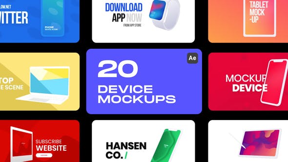 AE脚本-20组数码产品手机平板电脑手图形动画展示 Device Mockups-精品资源站